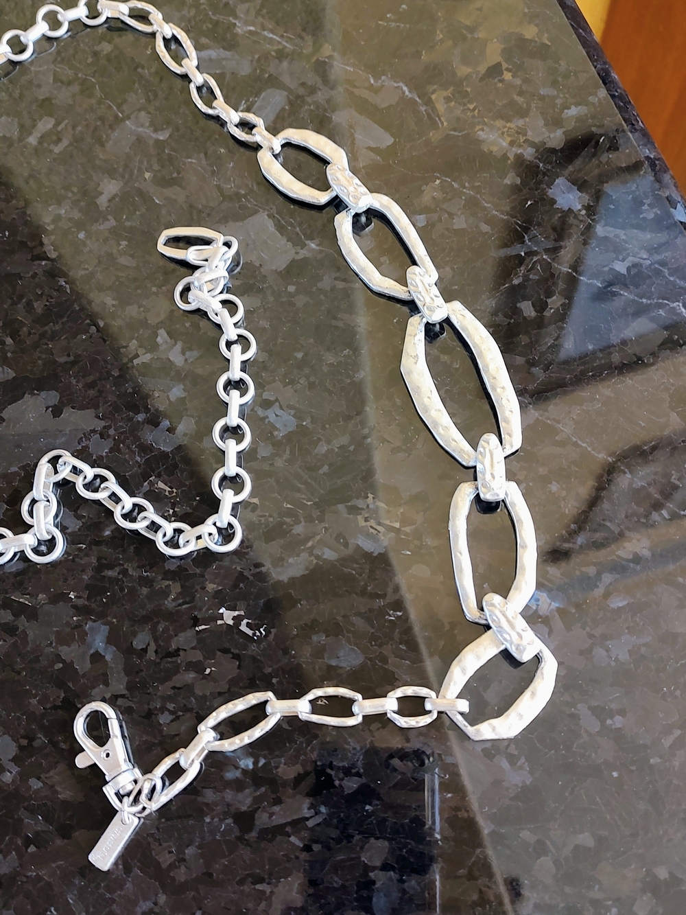 Chico's Hammered Silver-Tone Link Chain Belt - Picture 9 of 14